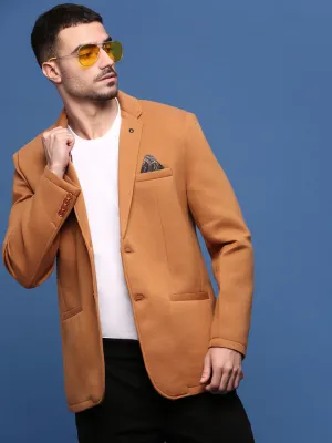 Men's Camel Brown Slim Fit Single Breasted Blazer Fashion Use