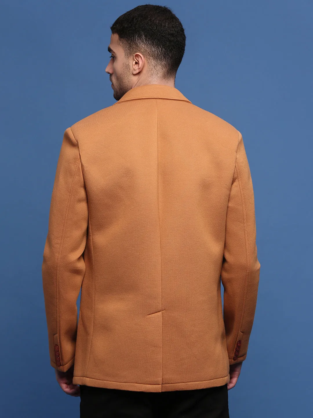 Vegan Safe Men's Camel Brown Slim Fit Single Breasted Blazer