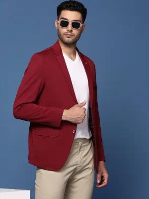 Men's Maroon Slim Fit Single Breasted Blazer Quick Dry Fabric