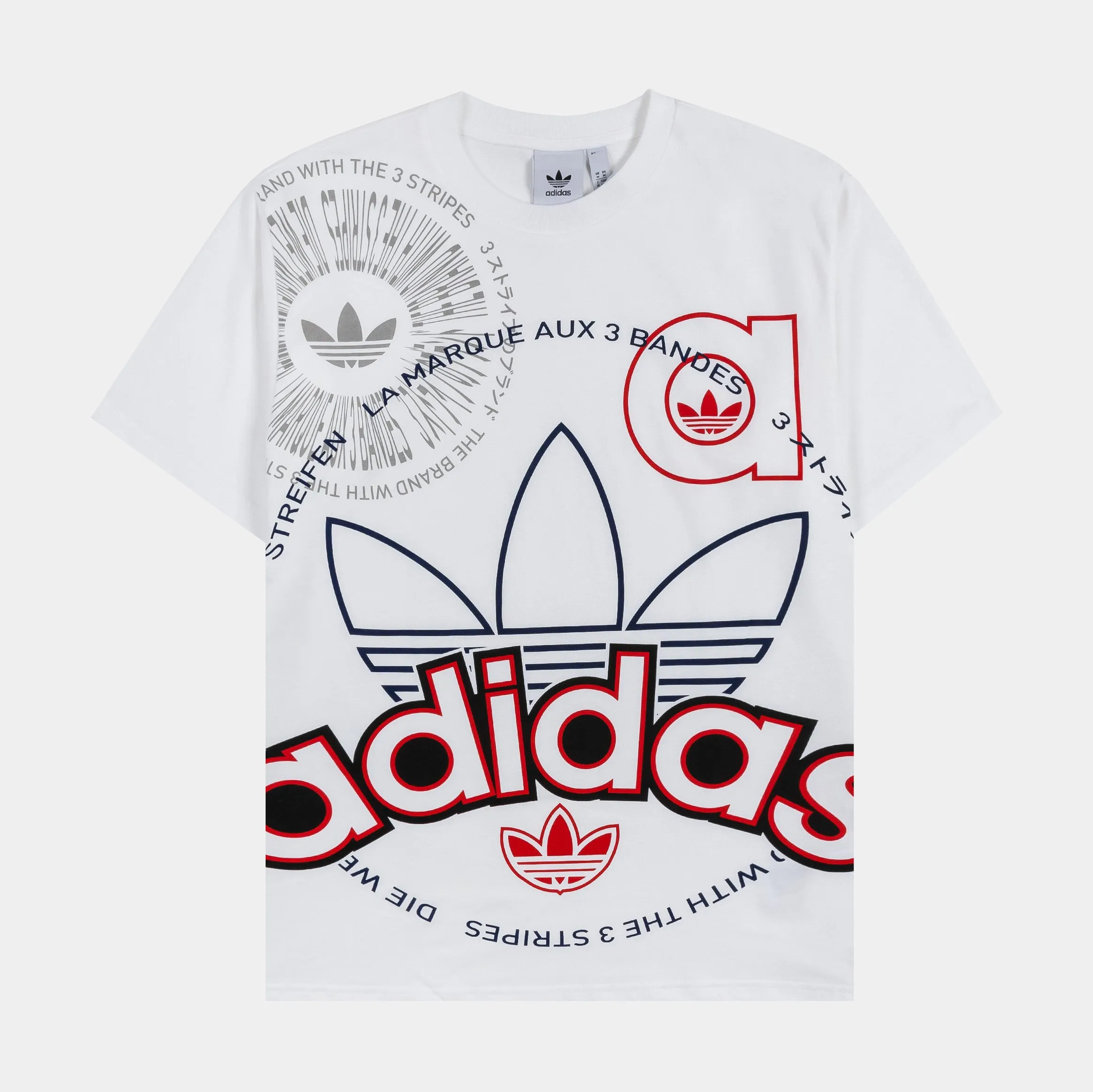 Multi Logo Essentials Mens Short Sleeve Shirt (White) Sleek Design Regular fit normality