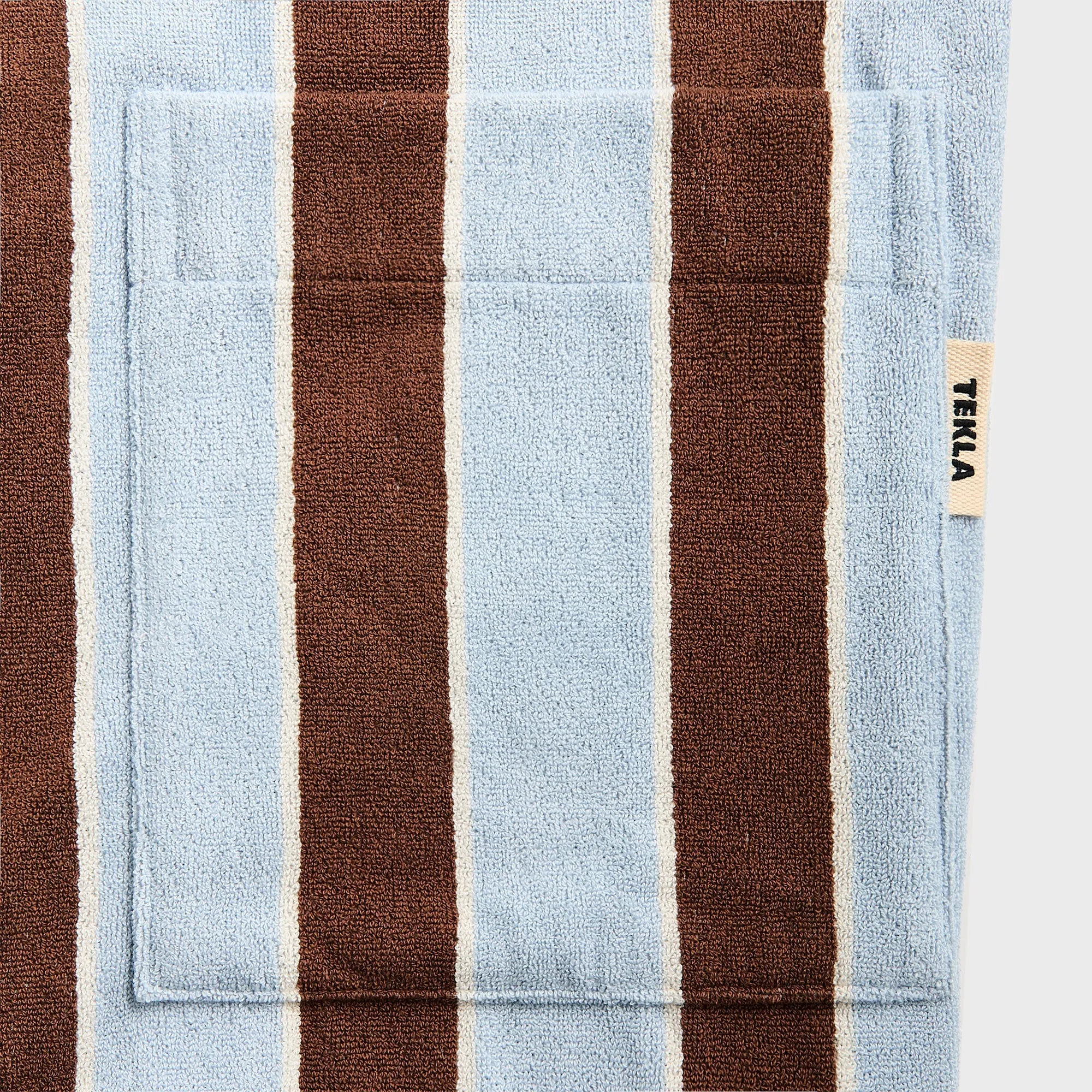 Eco Conscious Dye Process Moisture Managing Liner Tekla Hooded Bathrobe - Cocoa Stripes