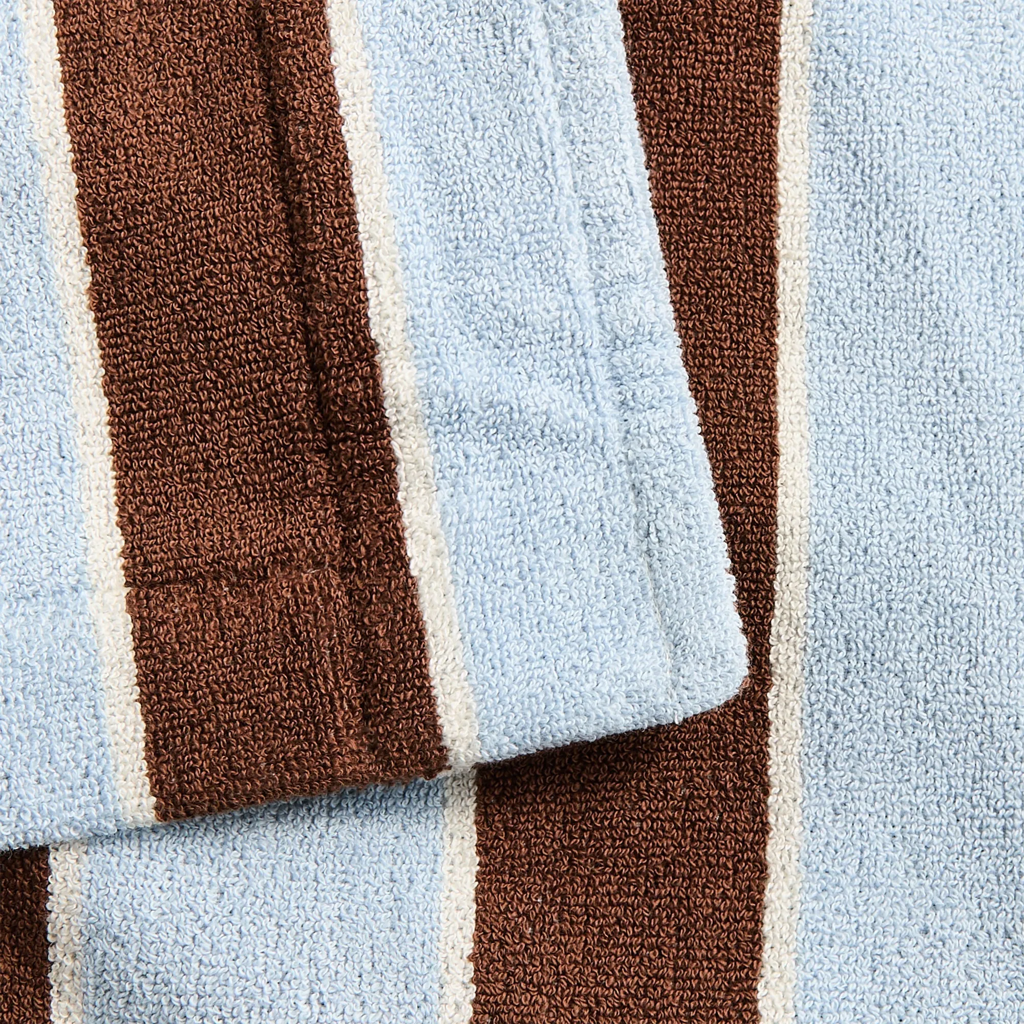 Poly Blend Button Fastenings Tekla Hooded Bathrobe - Cocoa Stripes