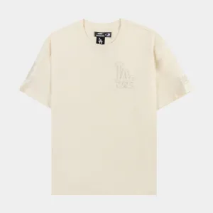 Comfortable Piece Travel Comfort Style Los Angeles Dodgers Neutral Mens Short Sleeve Shirt (Beige)