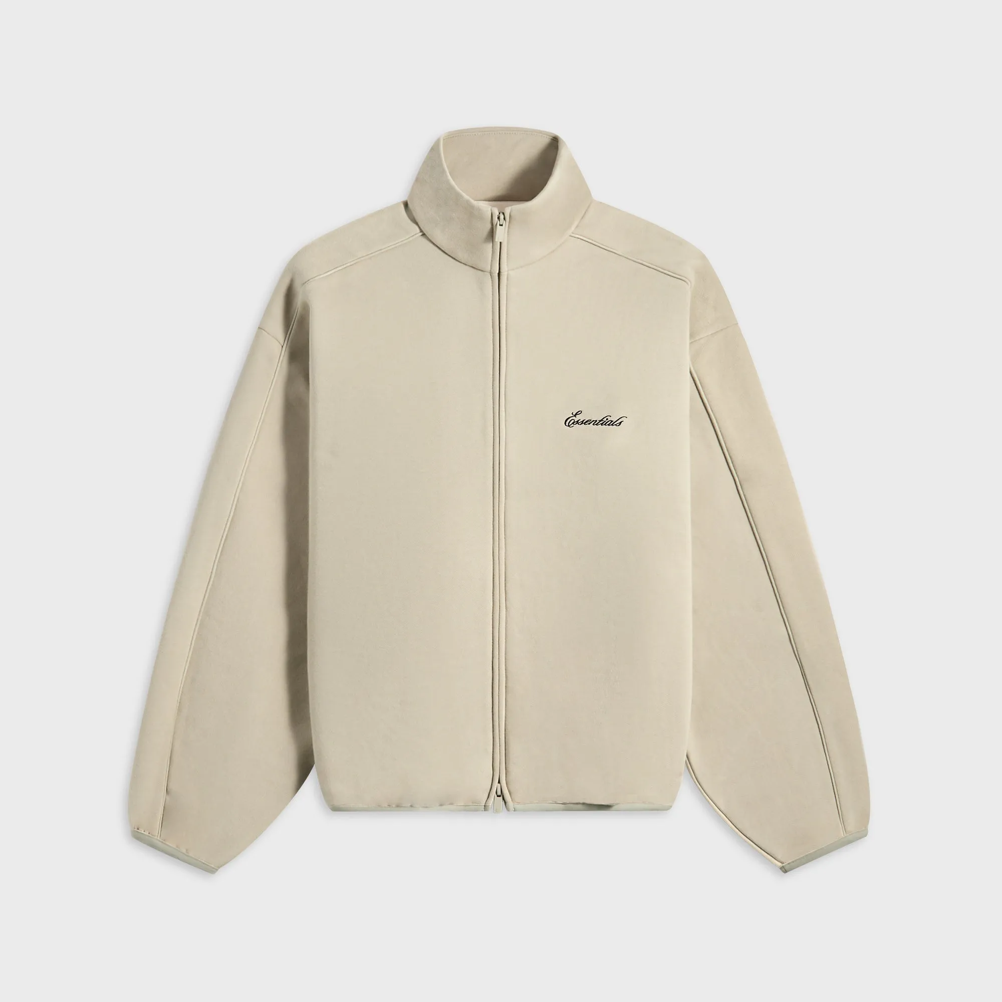 Essentials Modern Fit Fleece Track Jacket - Abbey Stone Moisture Wicking Lining