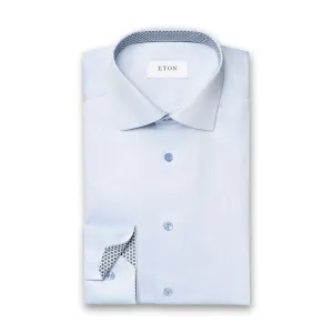 Eton - Contemporary Fit Circle Trim Shirt in Blue Athletic Cut Wrinkle Resistant Material