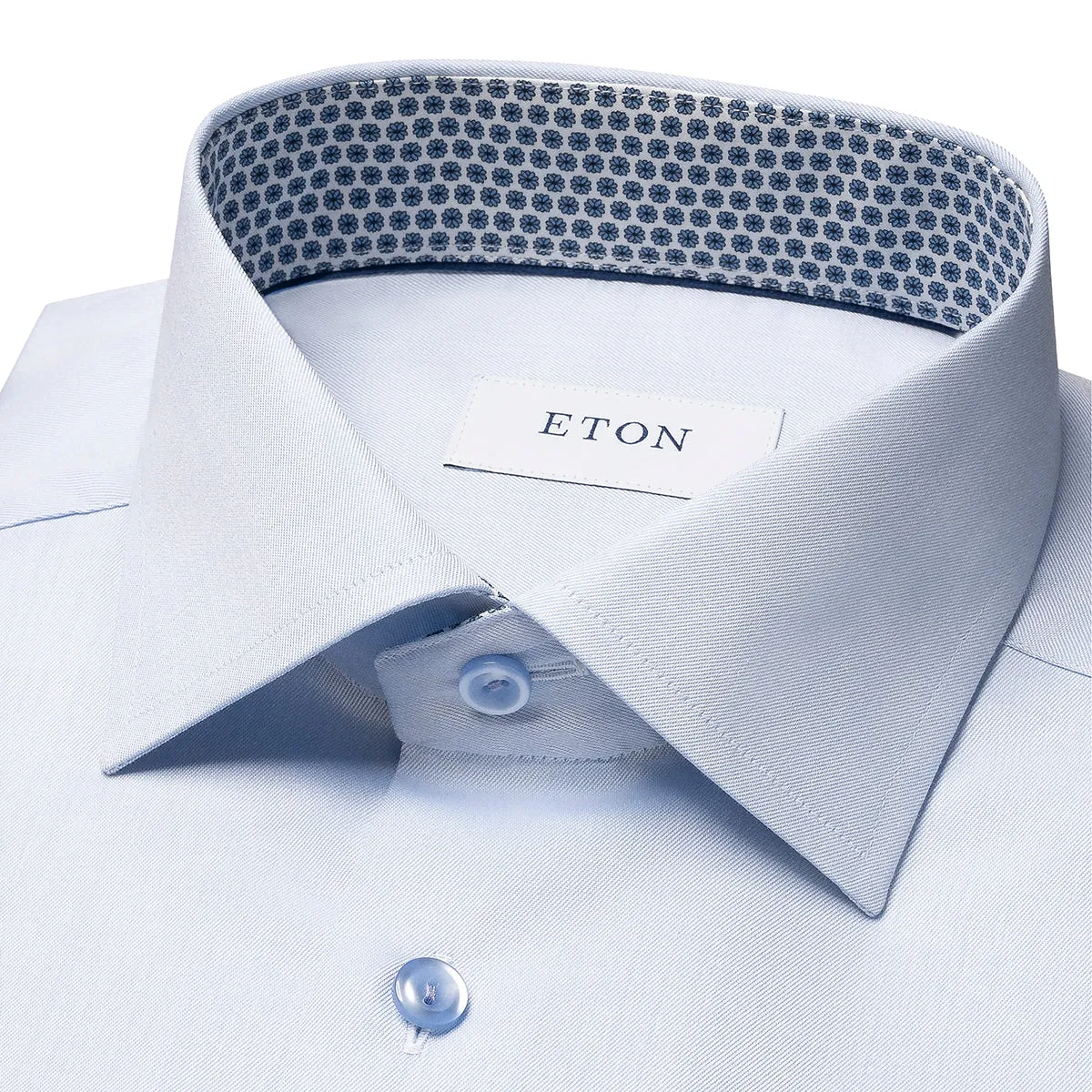 Eton - Contemporary Fit Circle Trim Shirt in Blue Durable Stitching