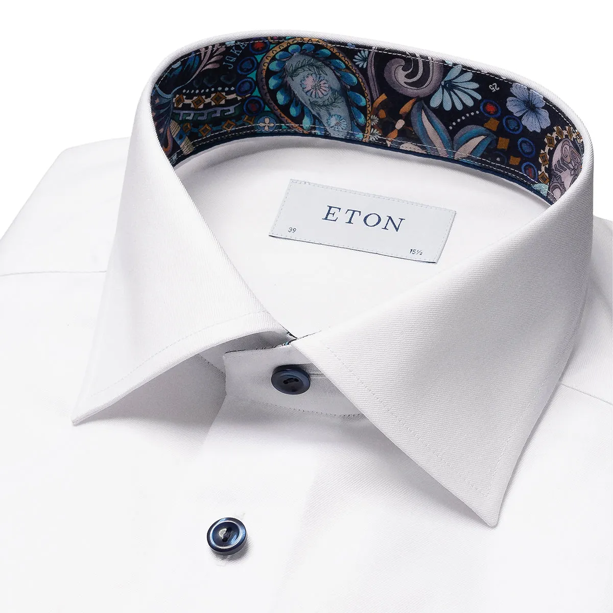 Eton - Contemporary Fit Floral Effect Shirt in White Seasonal Style Geometric Shape