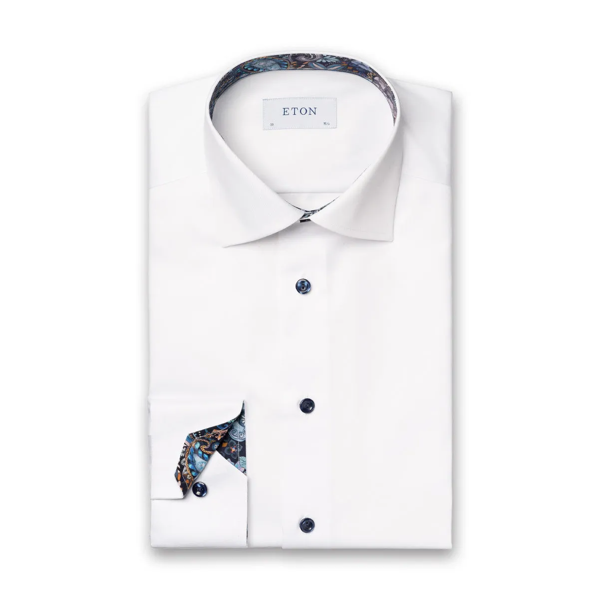 Eton - Contemporary Fit Floral Effect Shirt in White Fast Drying Essential Fit