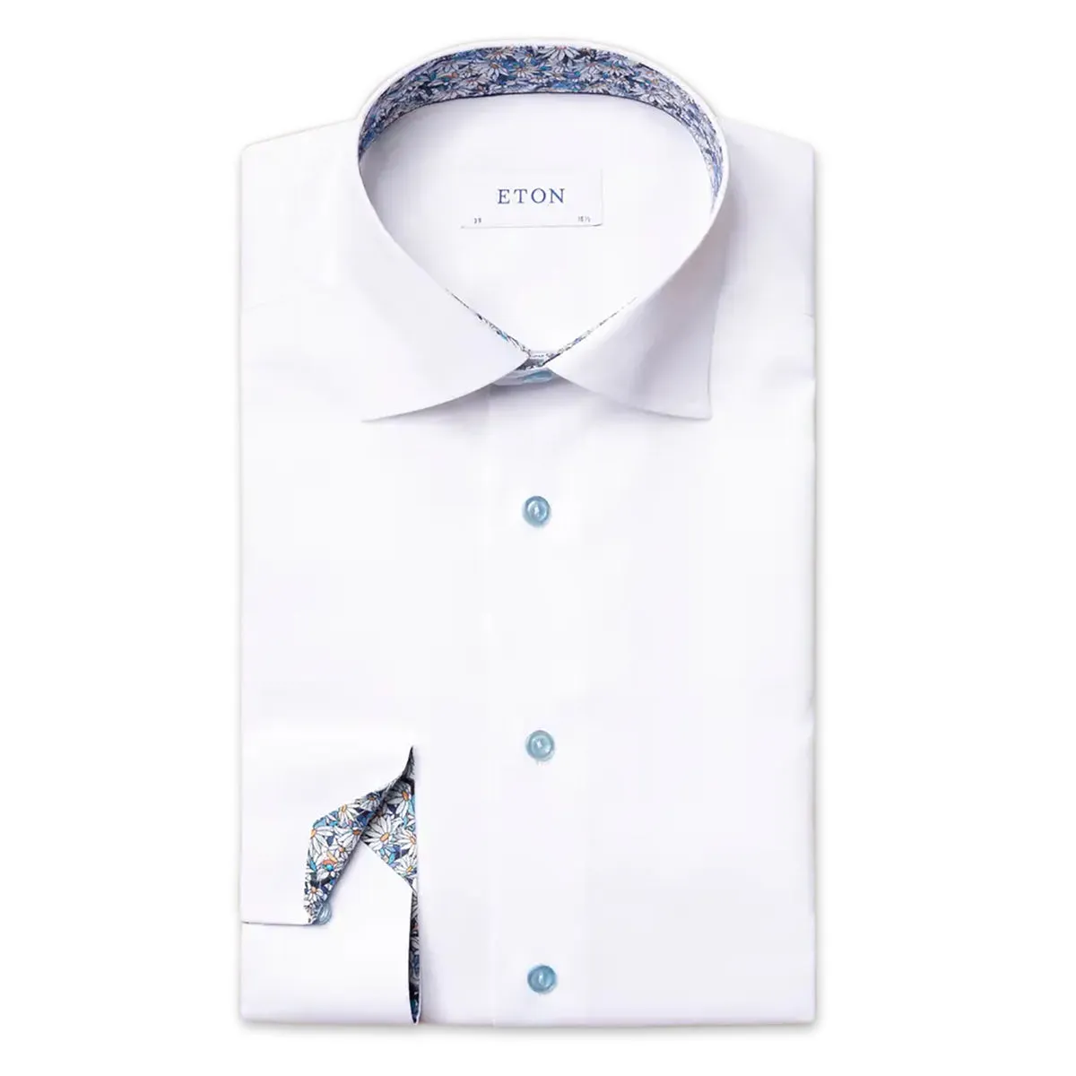 Eton - Contemporary Fit Floral Trim Shirt in White Evening Elegance