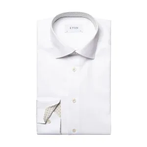 Timeless Style Eton - Contemporary Fit Pattern Trim Shirt in White