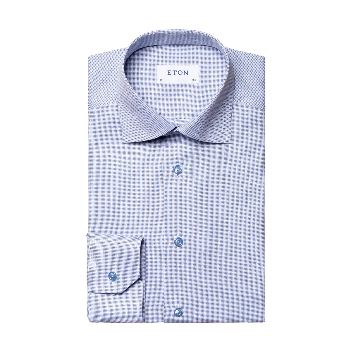 Eton - Contemporary Fit Pin Dot Shirt in Blue Breathable Underarm Vents