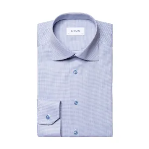 Eton - Contemporary Fit Pin Dot Shirt in Blue Breathable Underarm Vents