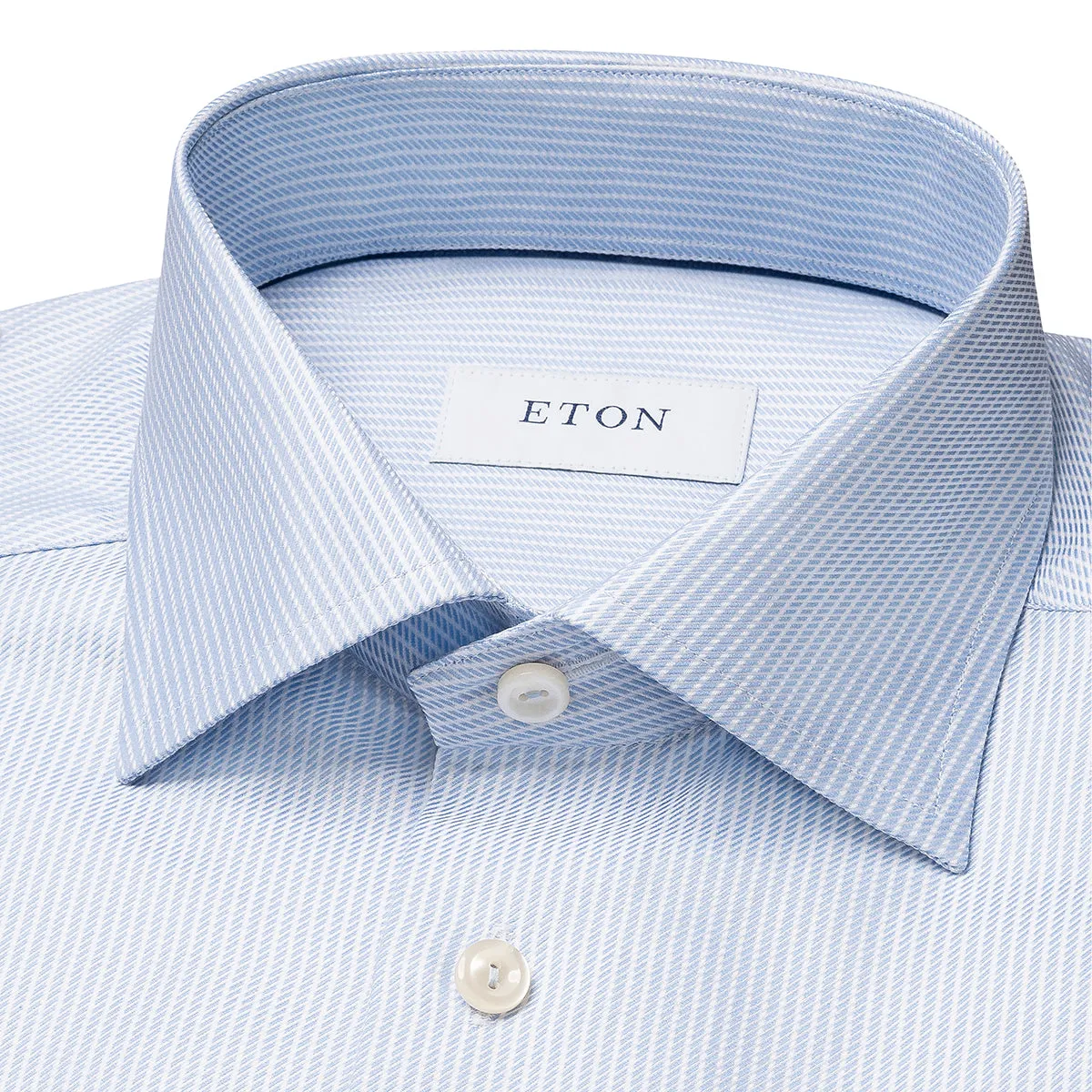 Eton - Contemporary Fit Striped Shirt in White/Blue Breathable back panel