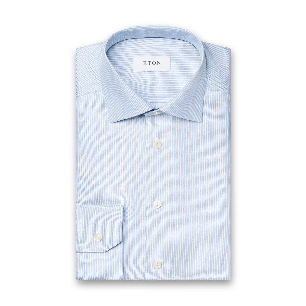 Eton - Contemporary Fit Striped Shirt in White/Blue Pocket Detail