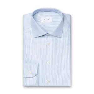 Eton - Contemporary Fit Striped Shirt in White/Blue Lightweight texture Cooling Core Technology