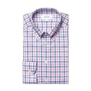 Urban Comfort Anti Odor Treatment Eton - Slim Fit Box Check Shirt in White/Blue/Pink