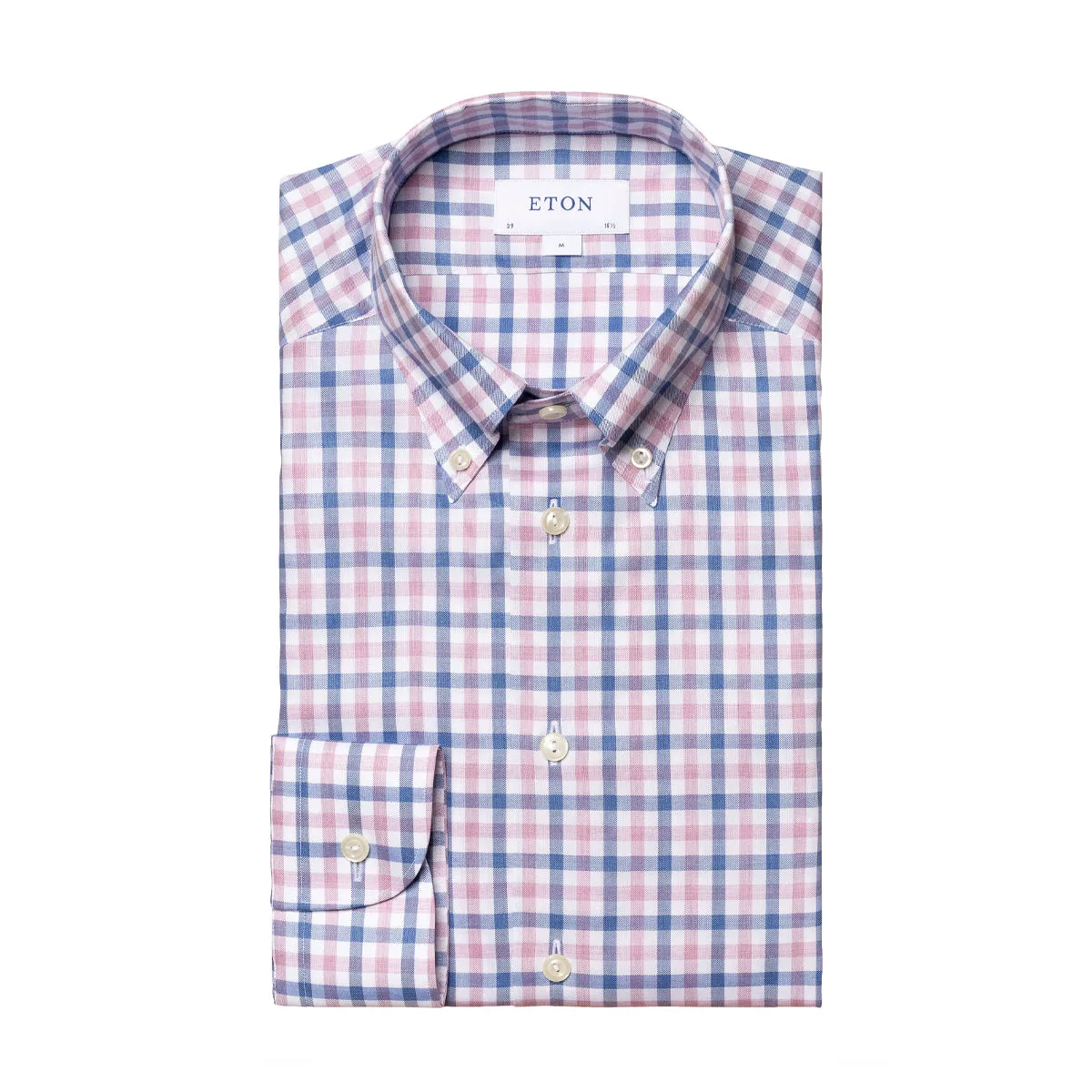 Urban Comfort Anti Odor Treatment Eton - Slim Fit Box Check Shirt in White/Blue/Pink