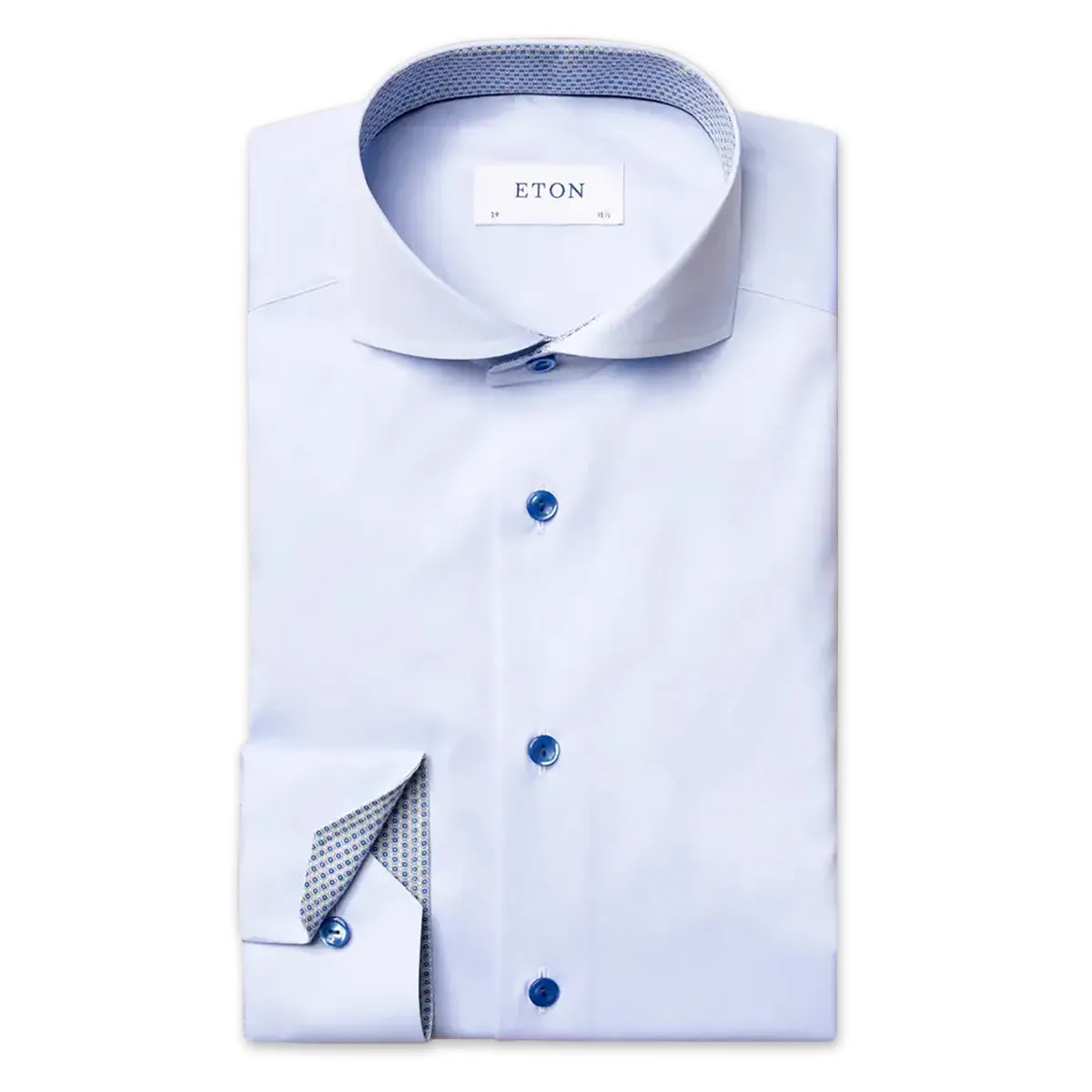 Eton - Slim Fit Circle Trim Shirt in Blue Resort Wear