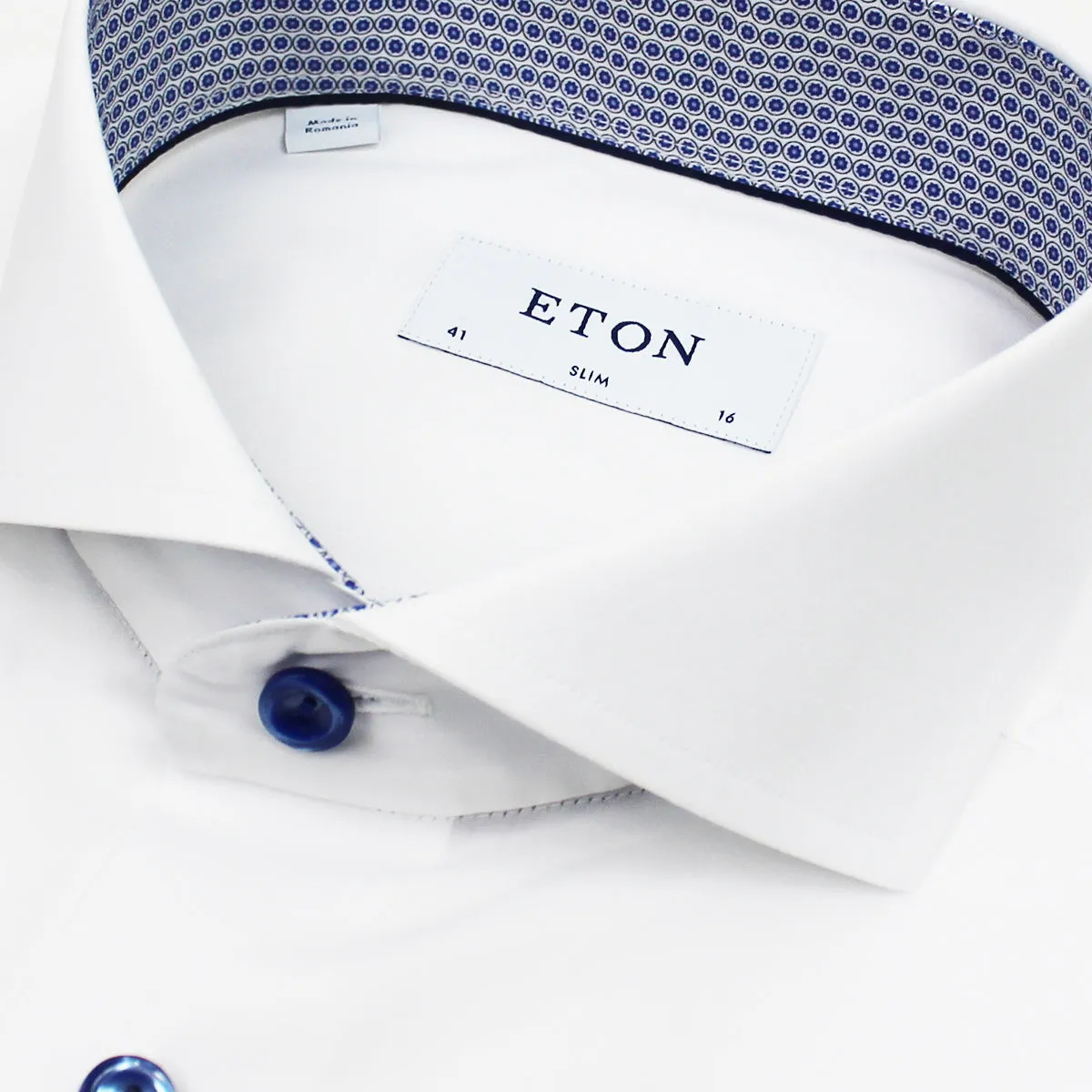 Flexible Wear Eton - Slim Fit Circle Trim Shirt in White