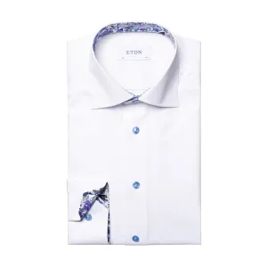 Sustainable Material Trendy Wear Eton - Slim Fit Floral Detail Shirt in White