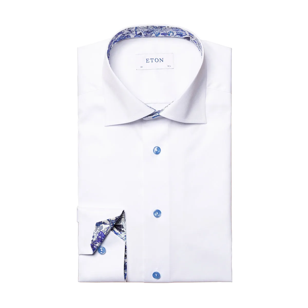 Sustainable Material Trendy Wear Eton - Slim Fit Floral Detail Shirt in White