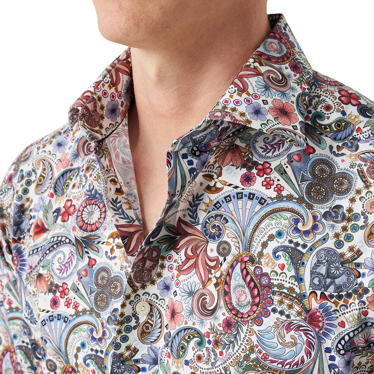 Eton - Slim Fit Light Floral Shirt Hooded Neckline Breathable fabric