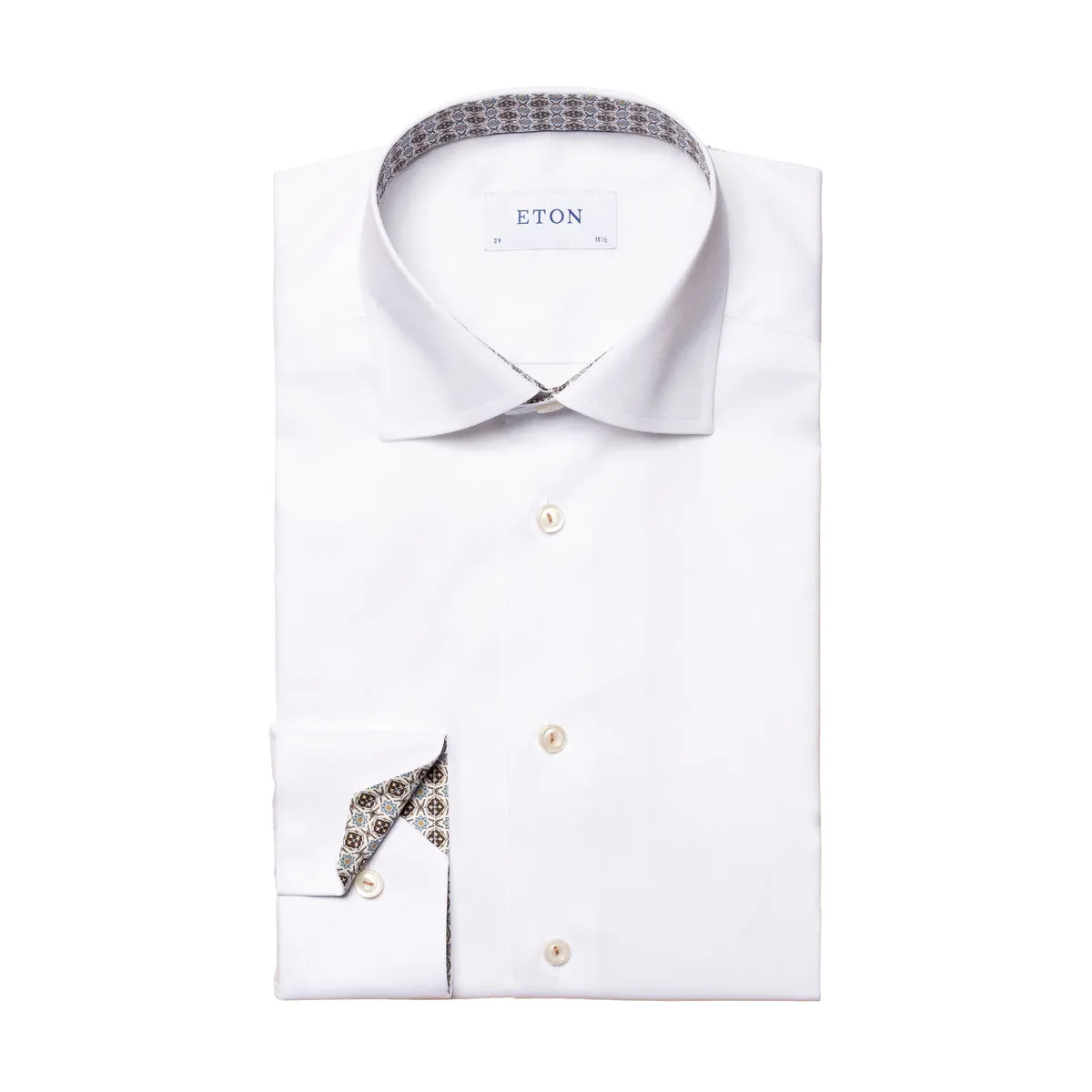 Eton - Slim Fit Medallion Trim Shirt in White natural fiber