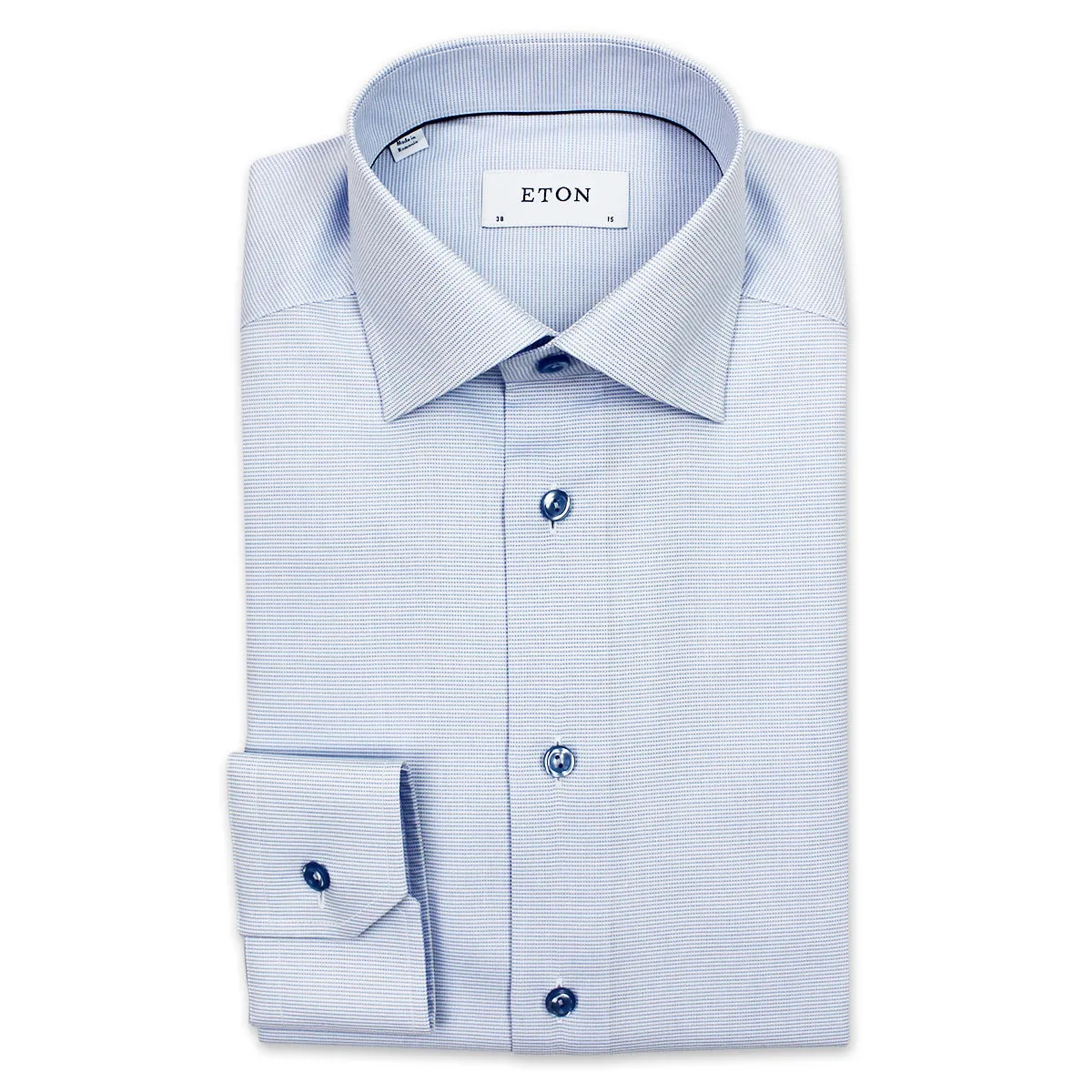 Eton - Slim Fit Micro Pattern Shirt in Blue Tall friendly