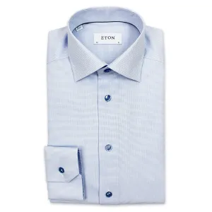 Eton - Slim Fit Micro Pattern Shirt in Blue Tall friendly
