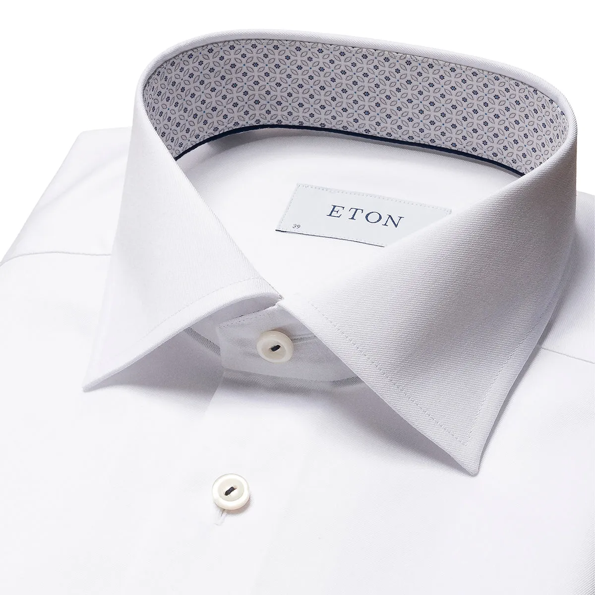 Lakeside Relaxation Eton - Slim Fit Mosaic Trim Shirt in White