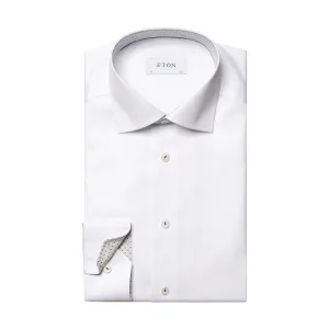 Customizable Design Eton - Slim Fit Mosaic Trim Shirt in White