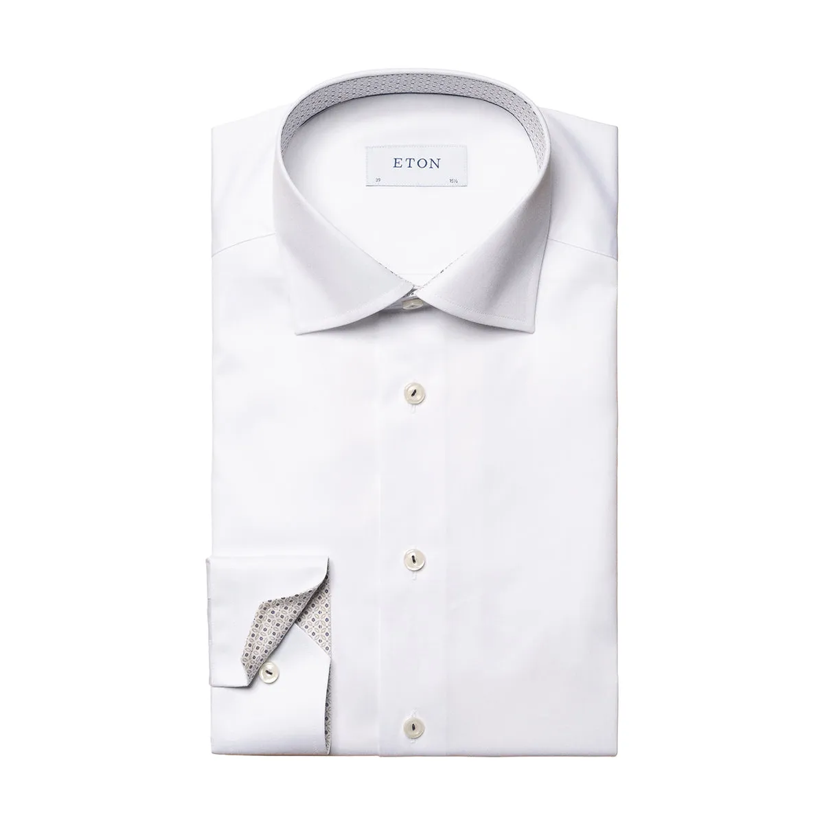 Eton - Slim Fit Mosaic Trim Shirt in White Outerwear Companion