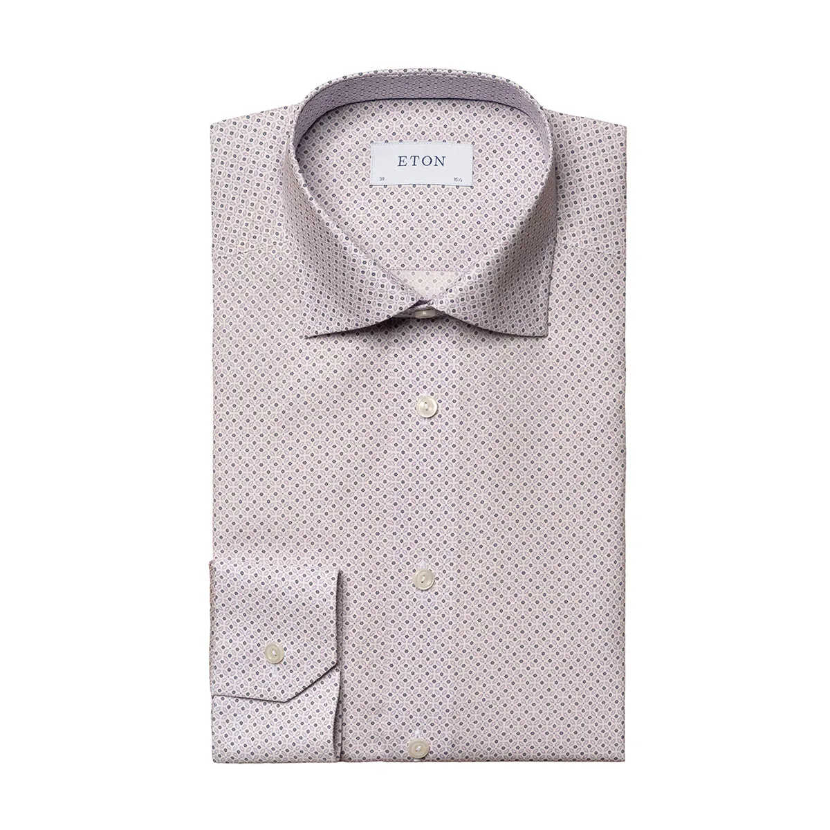 Tailored Fit Eton - Slim Fit Patterned Shirt in White/Pink