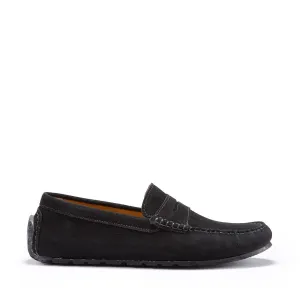 Tyre Sole Penny Driving Loafers, black suede Festival Walk