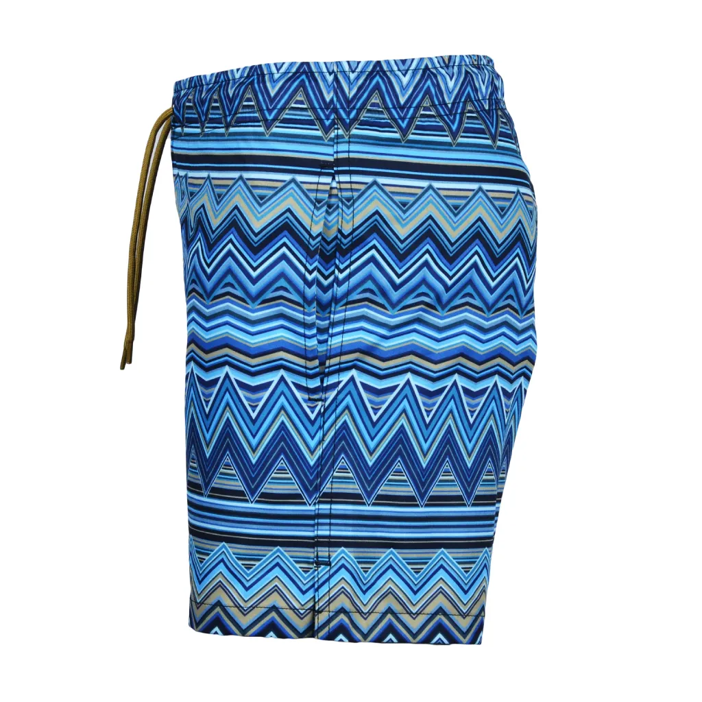 Moda Bandidos Multi Zig Navy Swim Short Men Slim Waist Slimming Effect