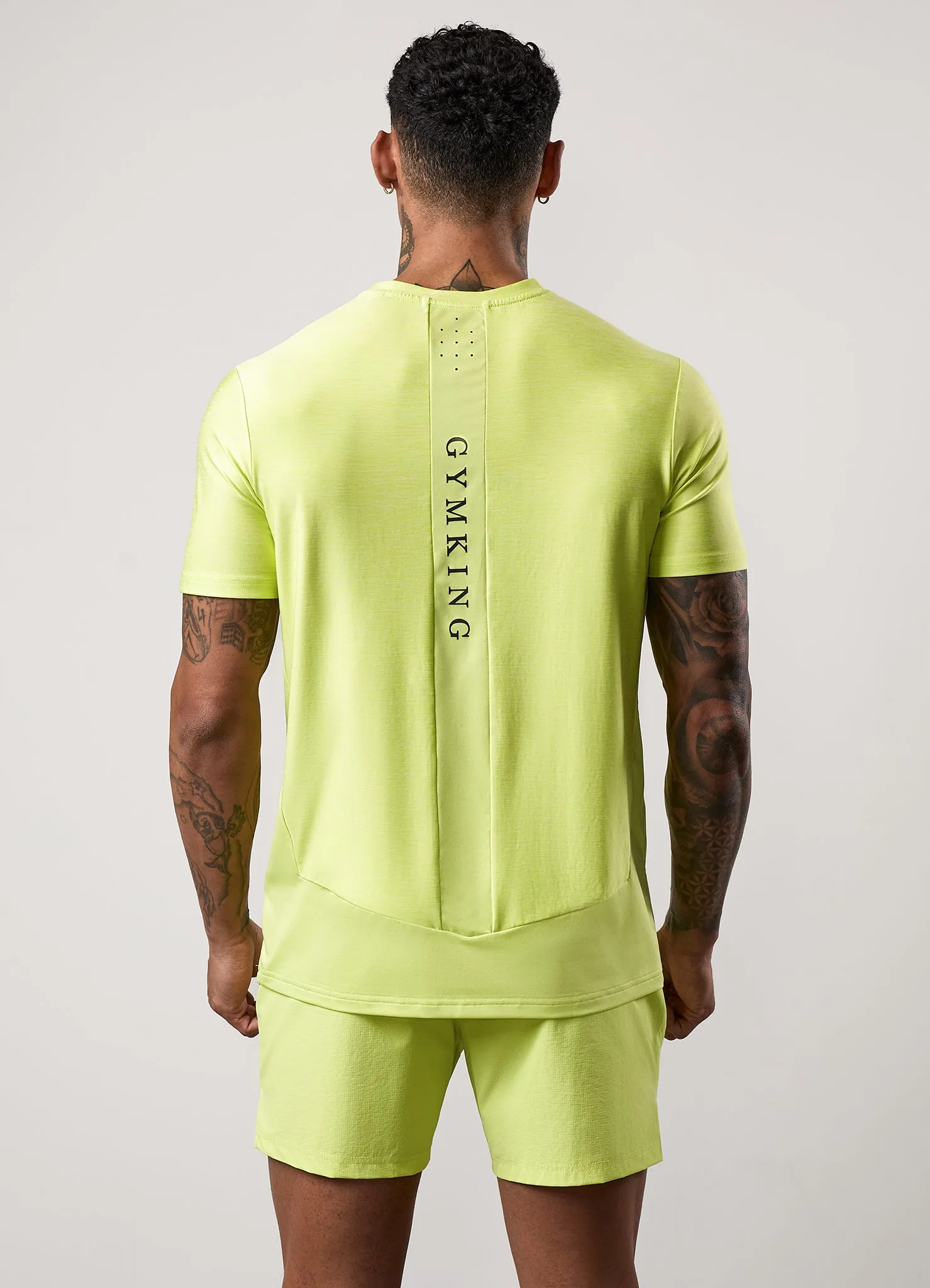 Gym King Fusion Hybrid Tee - Sherbet Lime Taped Neckline Fresh and Cool