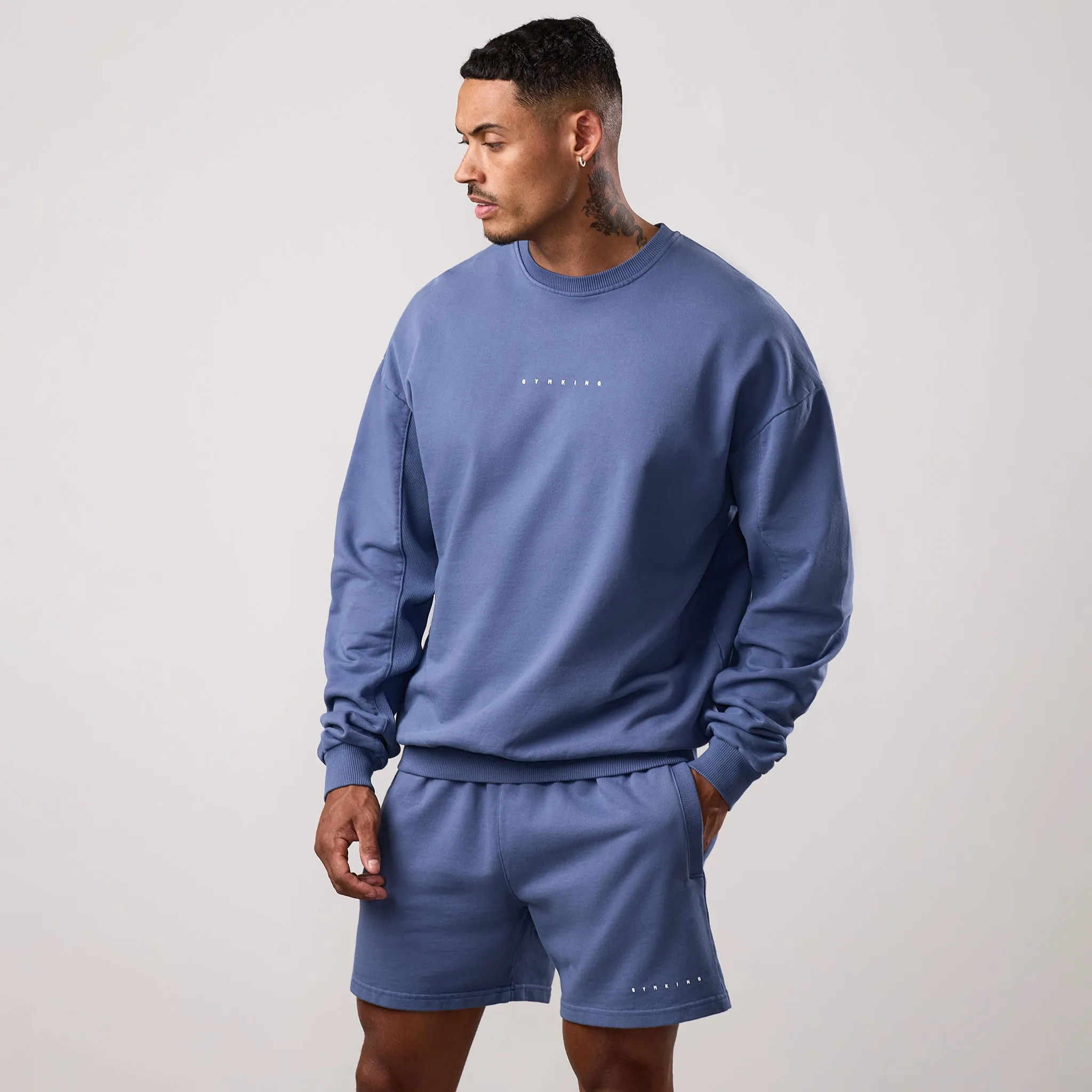 product scarf warmth product solo confidence Gym King Purpose Washed Crew - Deep Indigo