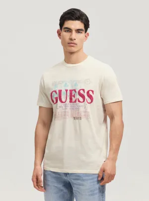 Everyday apparel Eco Beige World Stamps T-Shirt