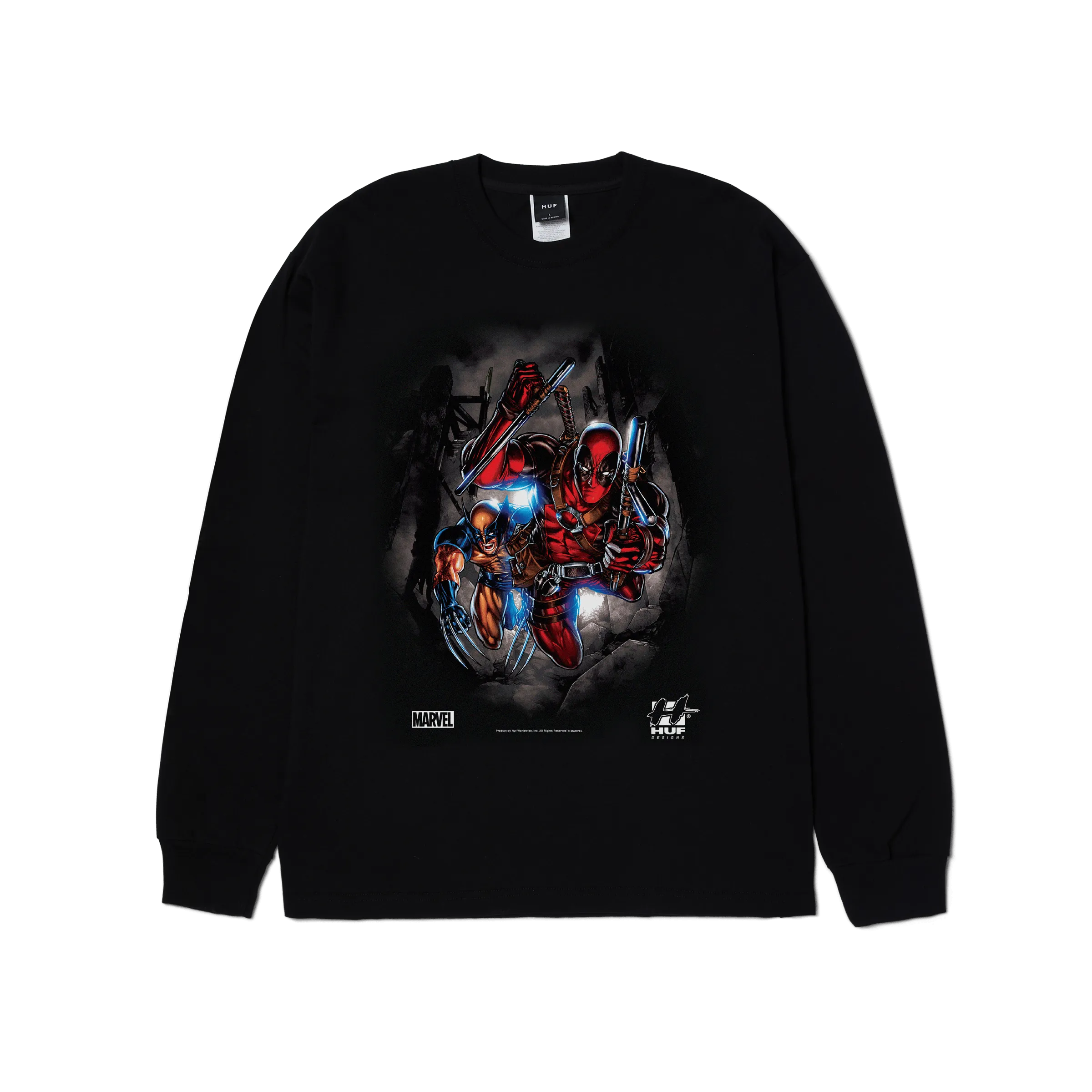 Sporty Look Fresh Outfit Style HUF x Marvel Deadpool & Wolverine Long Sleeve T-Shirt