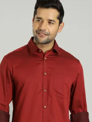 Men Solid Full Sleeve Cotton Shirt Relaxed Silhouette