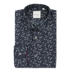 Functional Fashion Layered Sleeve Cuffs Paul Smith - Tailored 'Artist Stripe' Cuff Floral Shirt in Navy