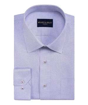 Raspberry & Sky Micro Check Spread Collar Non-Iron Dress Shirt Sustainable Choice Comfortable Look