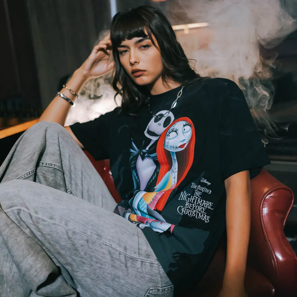 Easy Look The Nightmare Before Christmas By Shoe Palace Jack And Sally Mens Short Sleeve Shirt (Black/Multi)