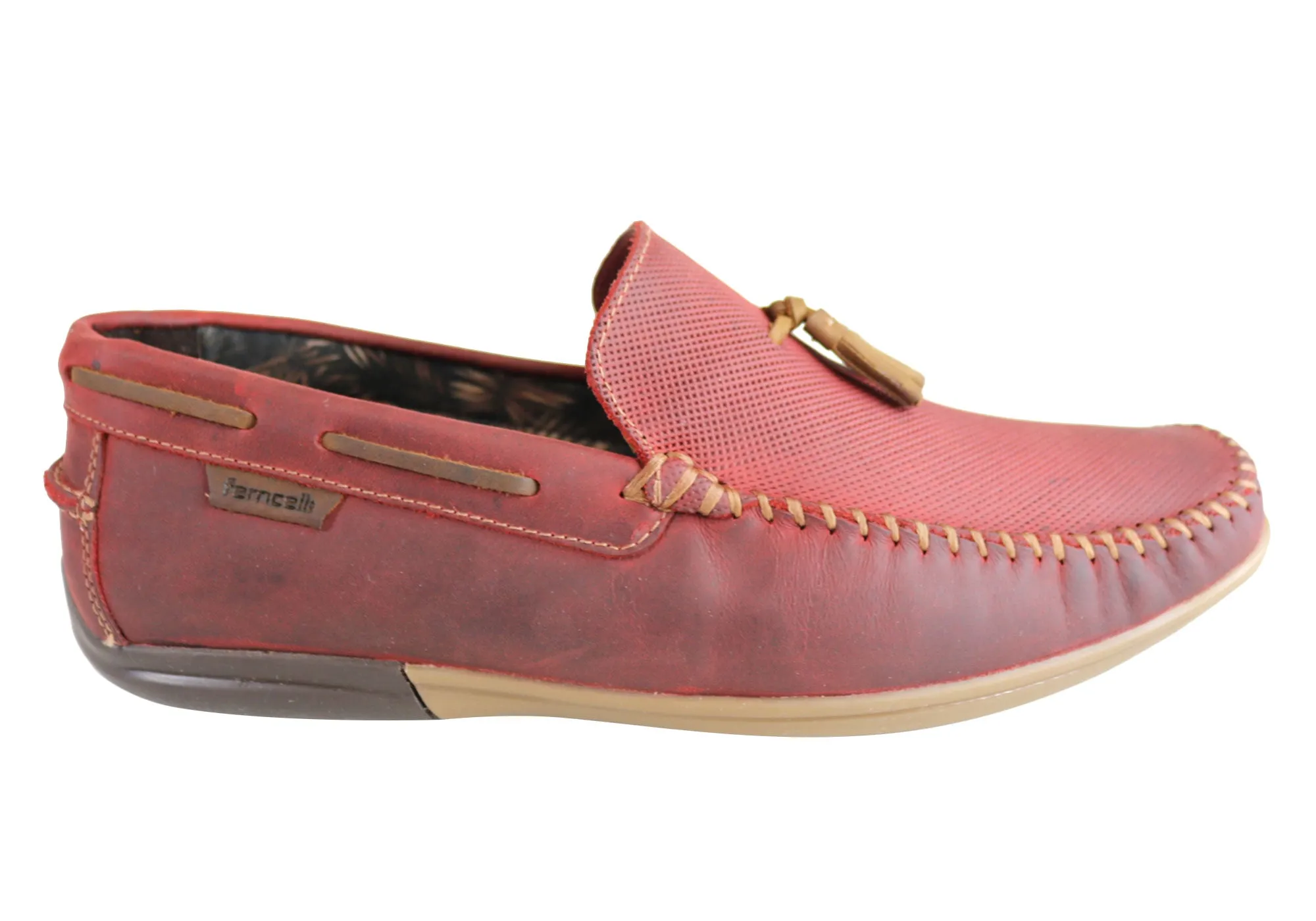 Ferricelli Enzo Mens Comfy Leather Casual Loafer Shoes Made In Brazil Air Flow