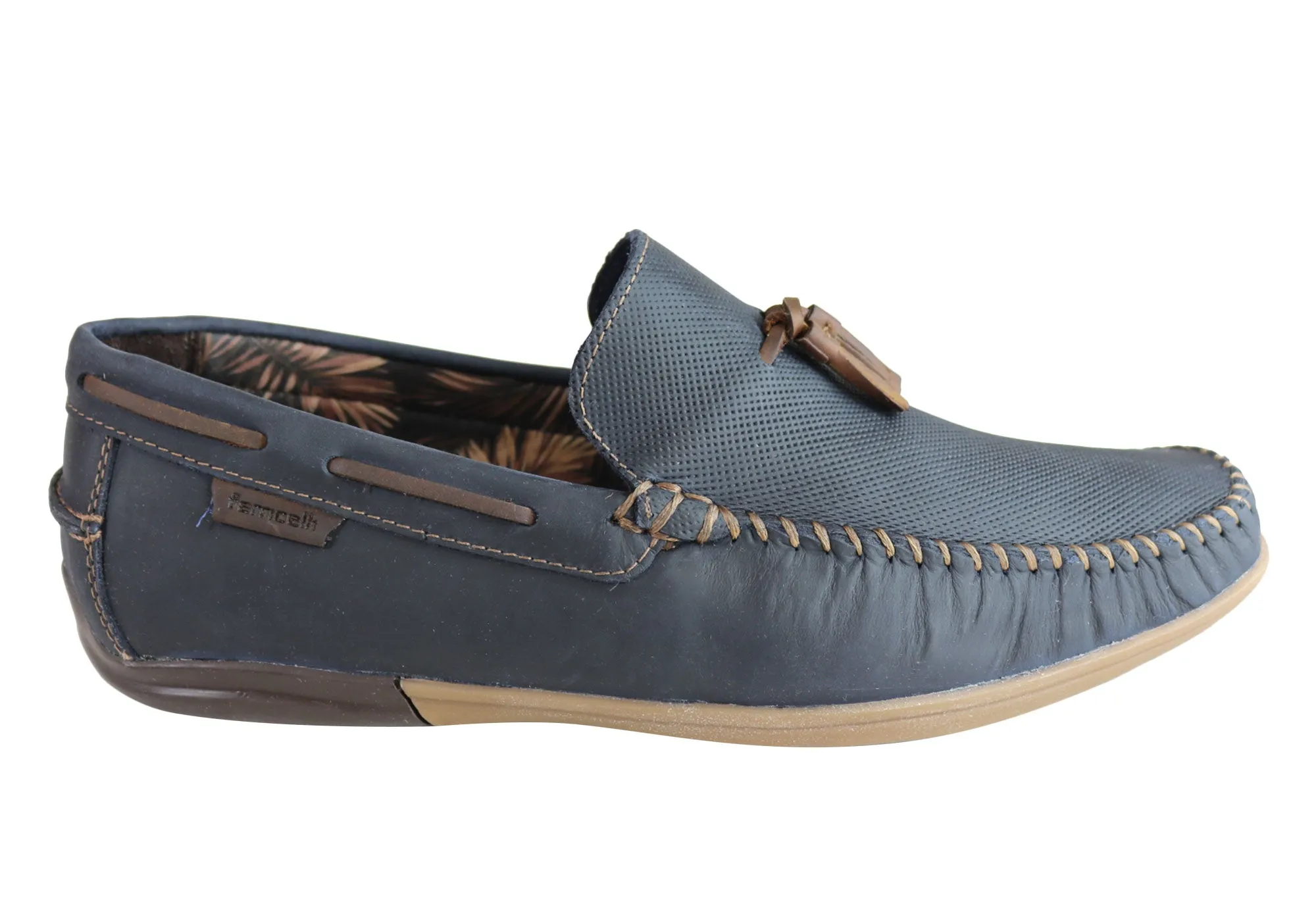 Ferricelli Enzo Mens Comfy Leather Casual Loafer Shoes Made In Brazil Weekend Outing Light Stride