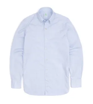 Finamore Gaeta Classic Cotton Leonardo Button Down Sport Shirt: Fine Oxford Blue On-The-Go Style Ergonomic Back Panel
