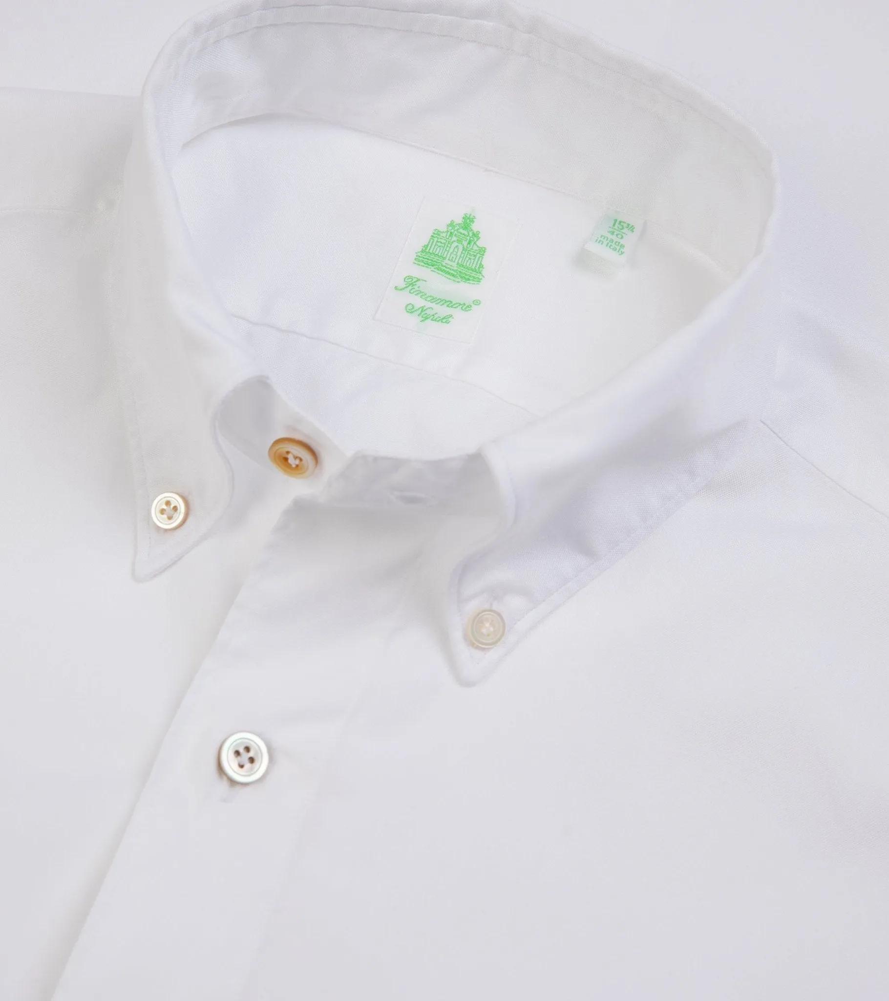 Advanced Moisture Management Comfy Fit Finamore Gaeta Classic Cotton Leonardo Button Down Sport Shirt: Fine Oxford White
