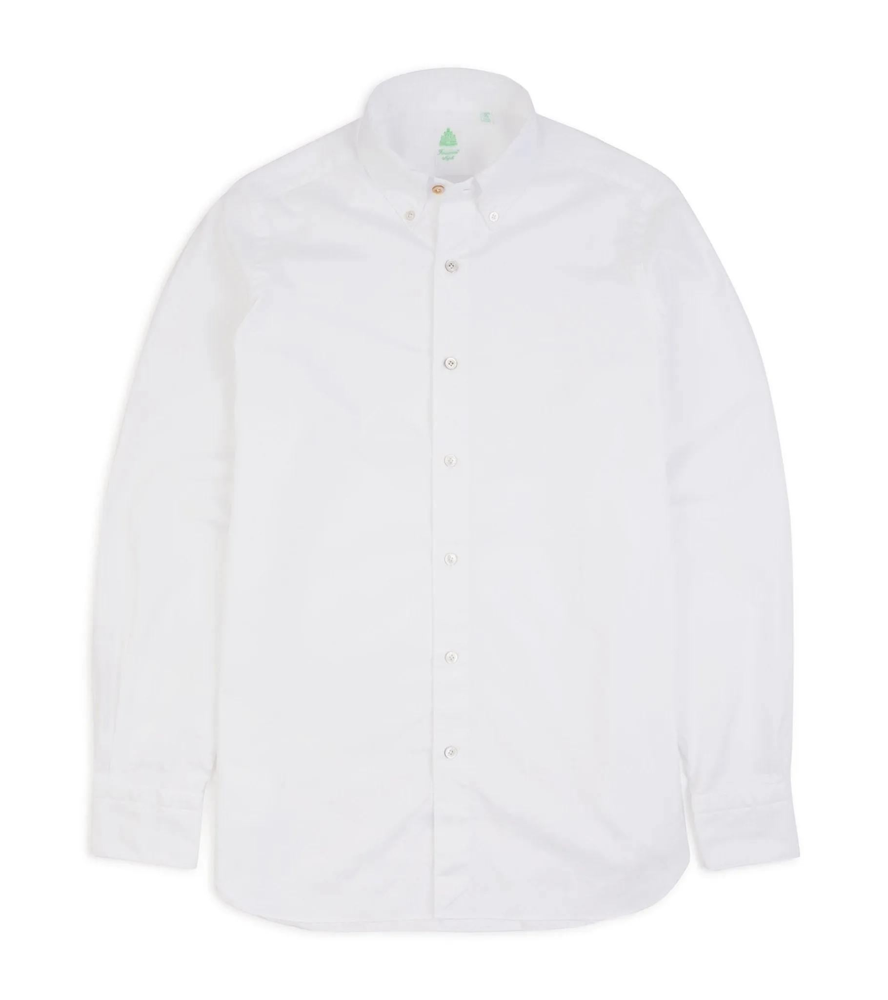 Autumn Look Finamore Gaeta Classic Cotton Leonardo Button Down Sport Shirt: Fine Oxford White