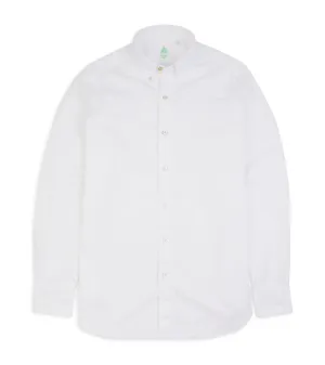 Autumn Look Finamore Gaeta Classic Cotton Leonardo Button Down Sport Shirt: Fine Oxford White
