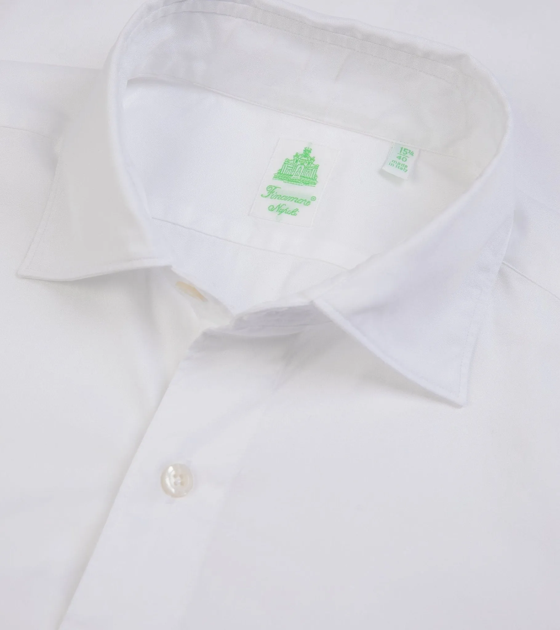 Finamore Gaeta Classic Cotton Luigi Sport Shirt: Fine Oxford White Microfiber Material